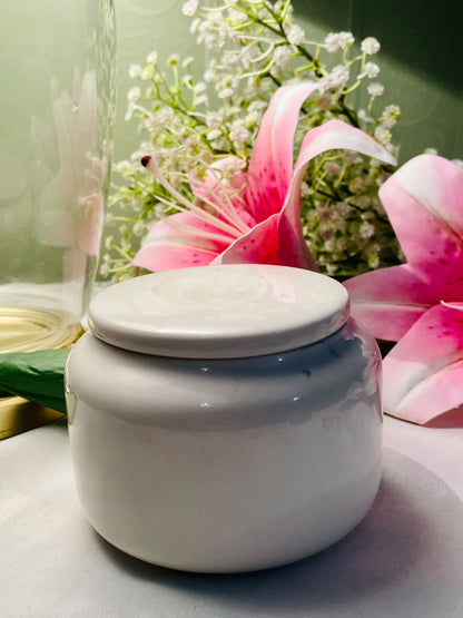 White Ceramic Storage Jar with Lid 3.25"