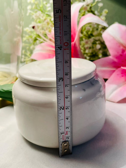 White Ceramic Storage Jar with Lid 3.25"