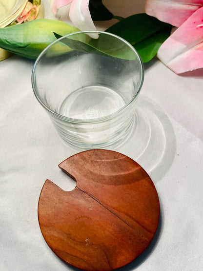 Clear Crystal Storage Jar with Wooden Lid 3.25"
