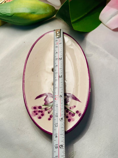 Hand Painted Le Chatelard 1802 Floral Ceramic Soap Dish 6"