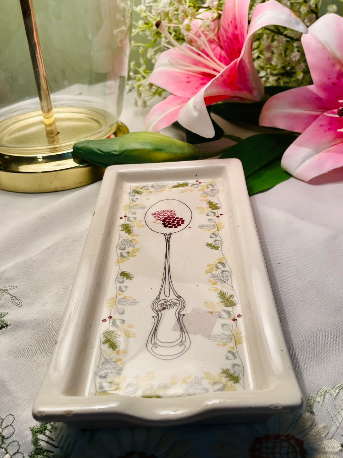 Laura Ashley Home Floral Spoon Ceramic Tray 9"