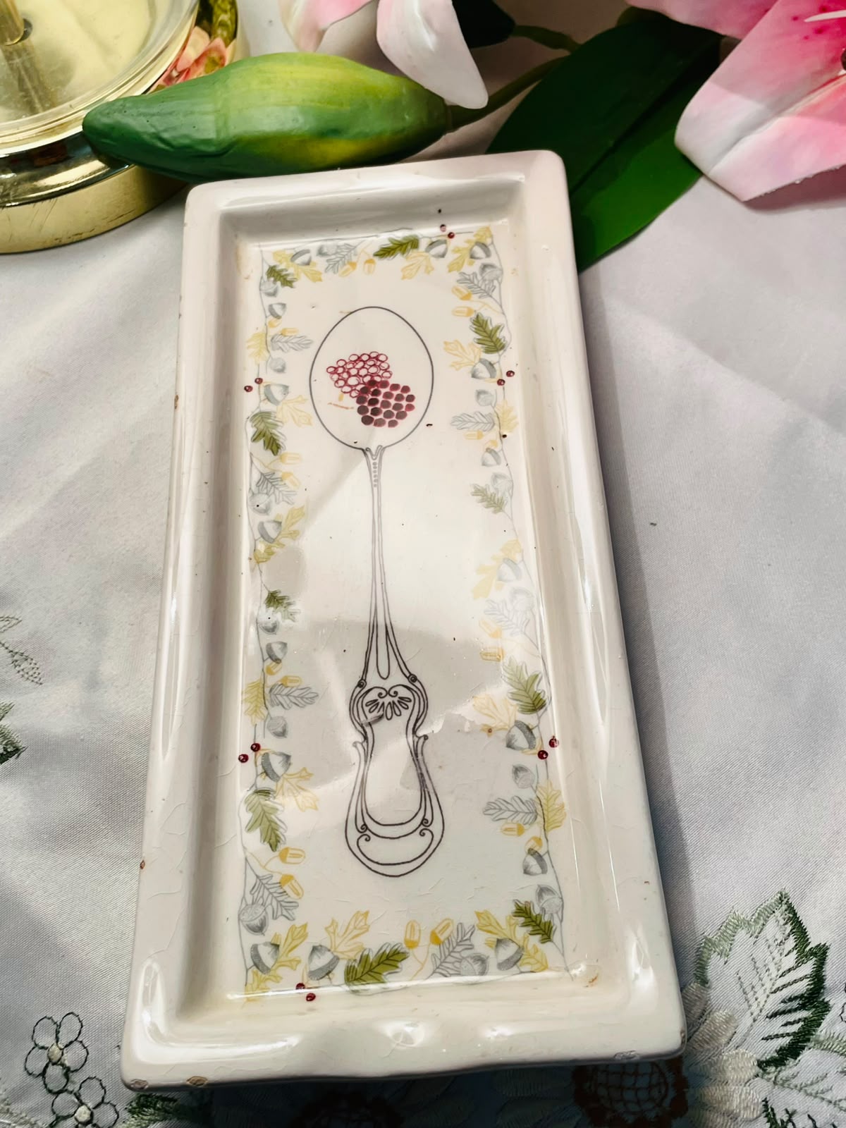 Laura Ashley Home Floral Spoon Ceramic Tray 9"