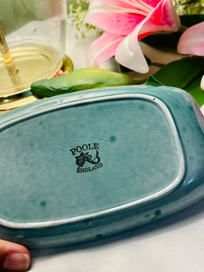 Poole England Turquoise Marine Motif Ceramic Tray 7"