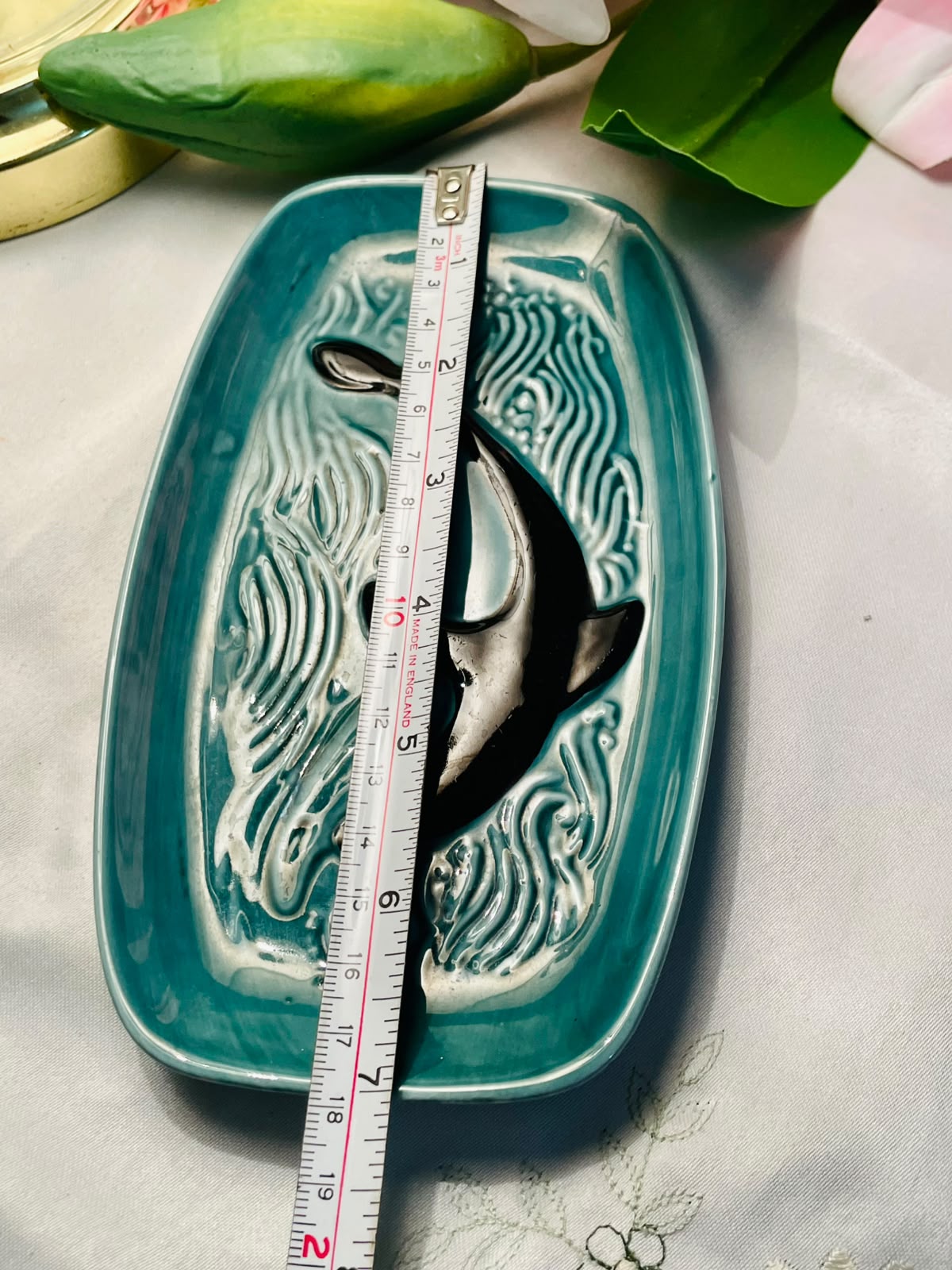 Poole England Turquoise Marine Motif Ceramic Tray 7"