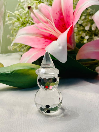 Clear Crystal Snowman Figurine 2.75"