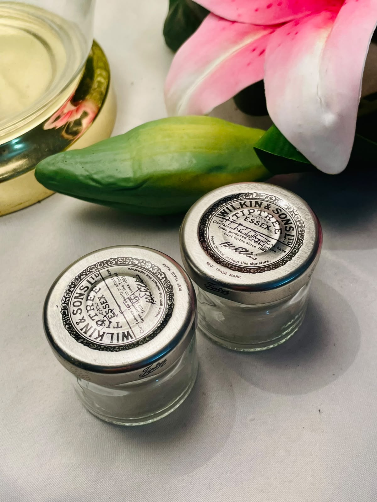 Wilkin & Sons Tiptree Clear Crystal Mini Jars Set of 2 2.25"