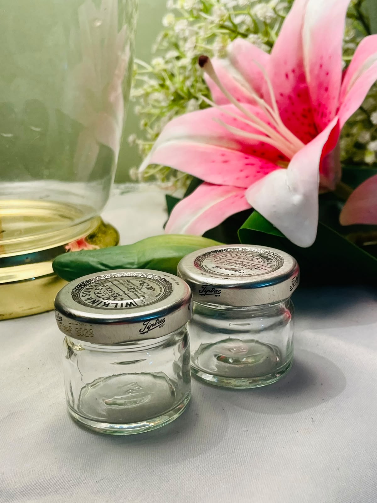 Wilkin & Sons Tiptree Clear Crystal Mini Jars Set of 2 2.25"