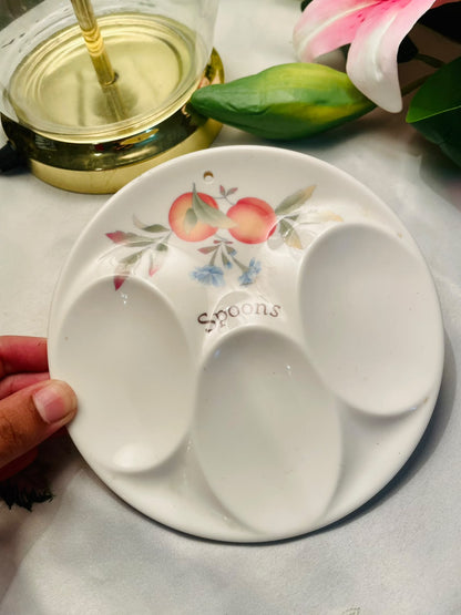 Vintage Cloverleaf Peaches and Cream Melamine Spoon Rest , Approx. 6 in