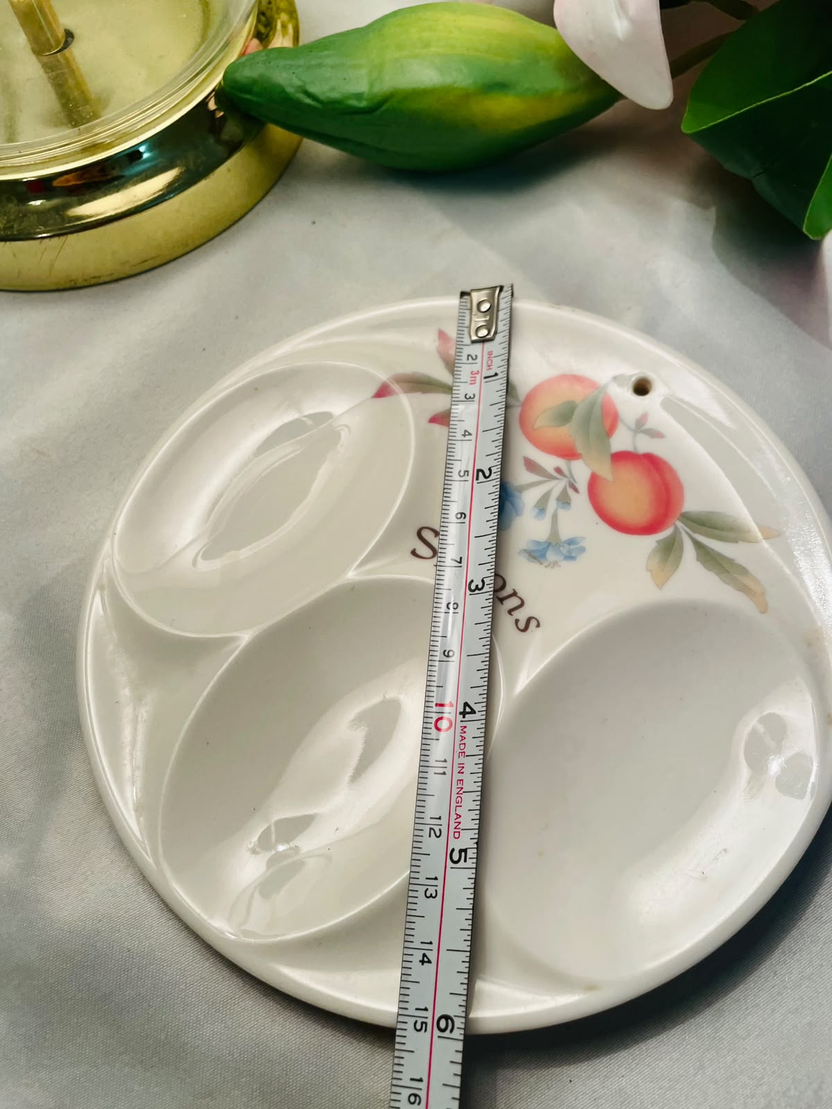Vintage Cloverleaf Peaches and Cream Melamine Spoon Rest , Approx. 6 in