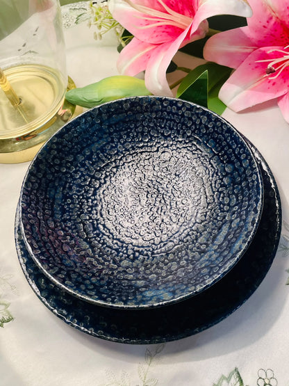 Vintage Cobalt Blue Churchill Textured Set of 2