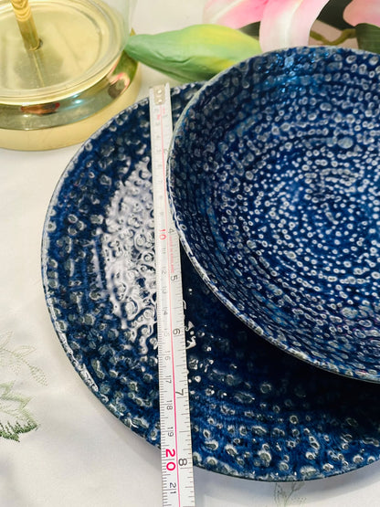 Vintage Cobalt Blue Churchill Textured Set of 2