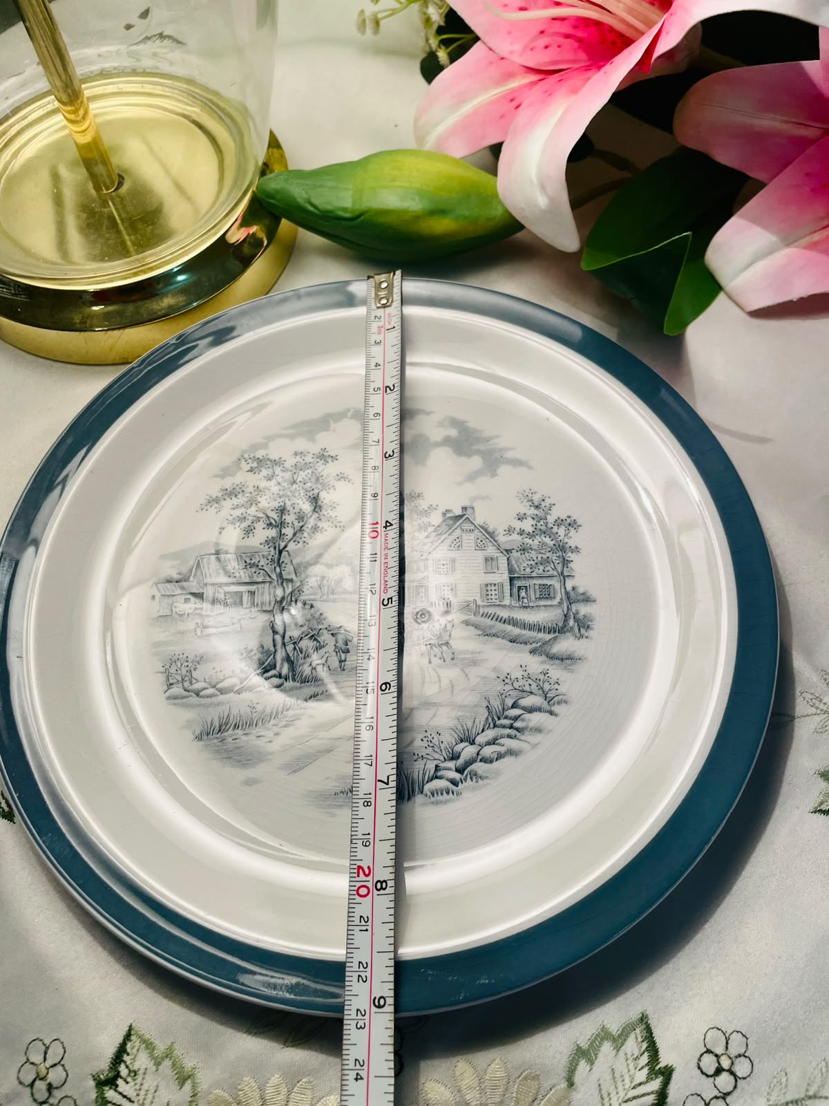 Vintage  Alfred Meakin Blue Scenic Decorative Plate Approx. 9 in