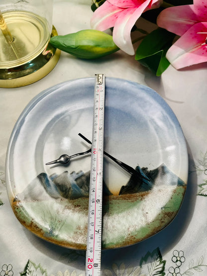 Vintage Mountain Landscape Wall Clock, Approx. 8 in