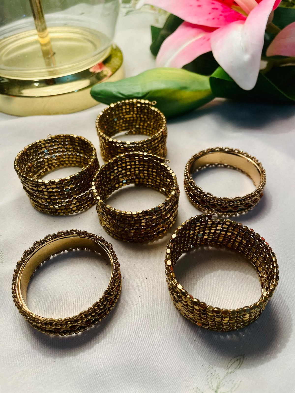 Vintage Gold-Tone Napkin Rings Set of 6, Approx. 2 in