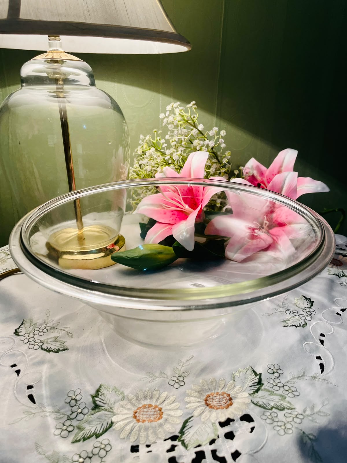 Vintage Clear Crystal Serving Bowl, Approx. 10.5 in