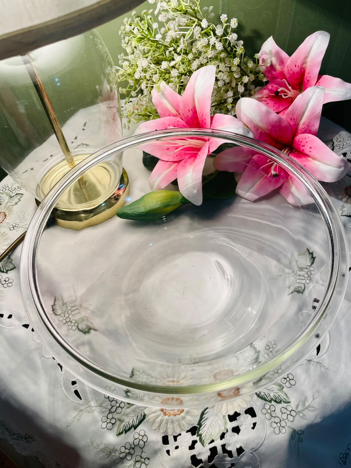 Vintage Clear Crystal Serving Bowl, Approx. 10.5 in