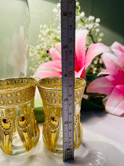 Vintage Gold-Tone Crystal Cups Set of 2, Approx. 4 in
