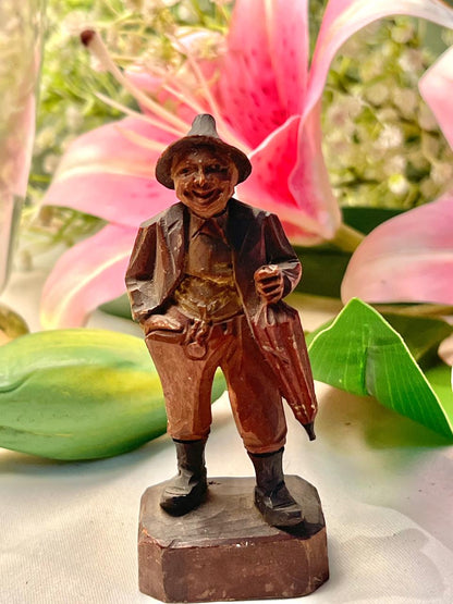 Vintage Gentleman with Umbrella Figurine, Approx. 4 in