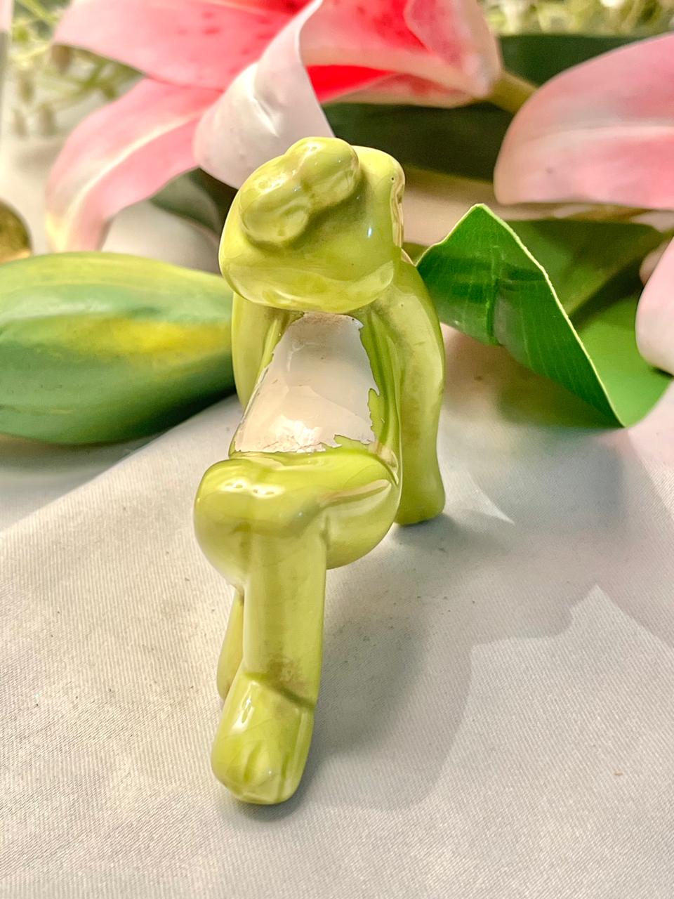 Vintage Green Frog Figurine, Approx. 3 in