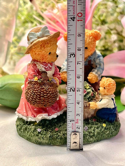 Vintage Teddy Bear Family Figurine, Approx. 3.5 in
