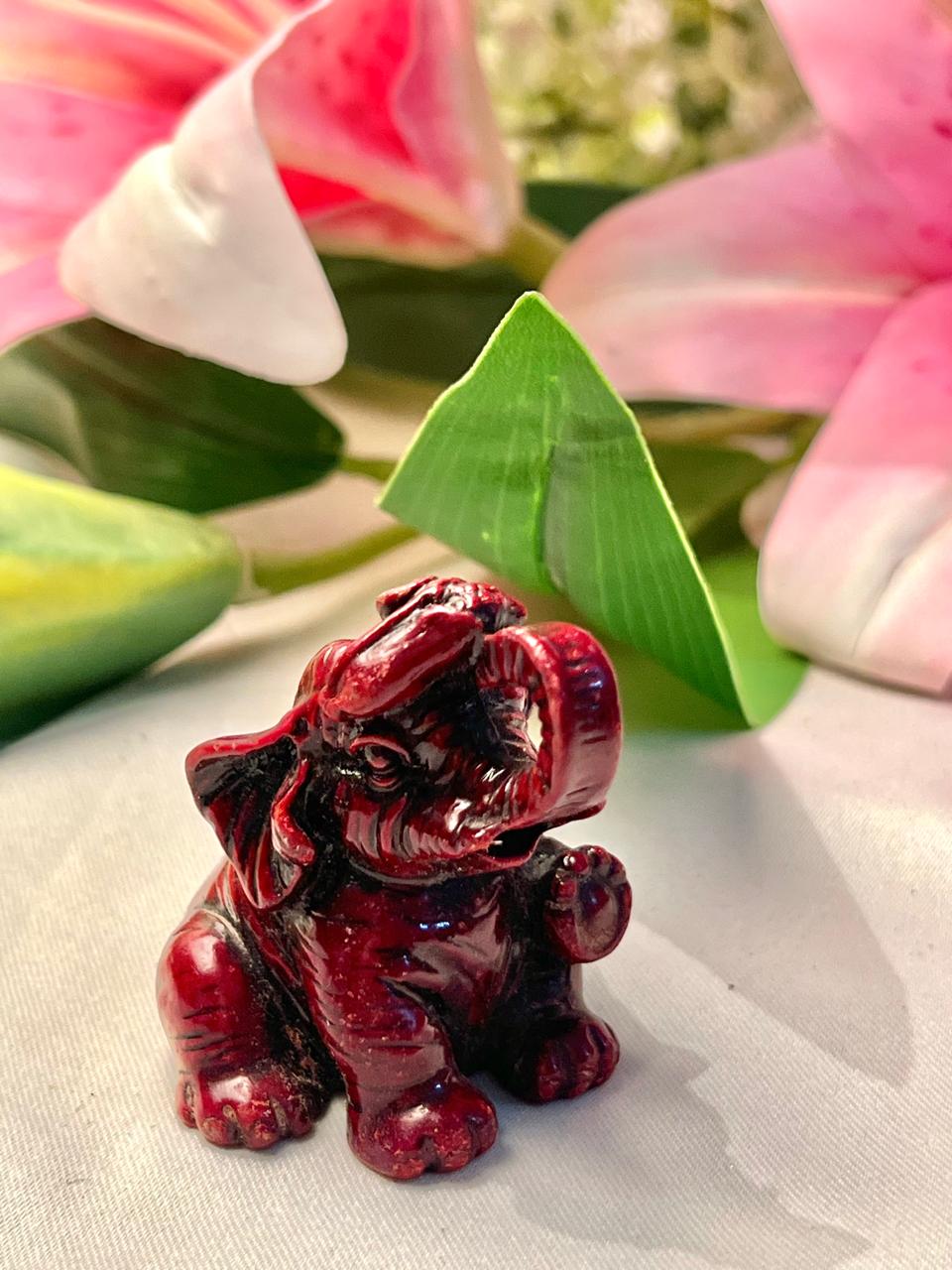 Vintage Red Elephant Figurine, Approx. 2 in