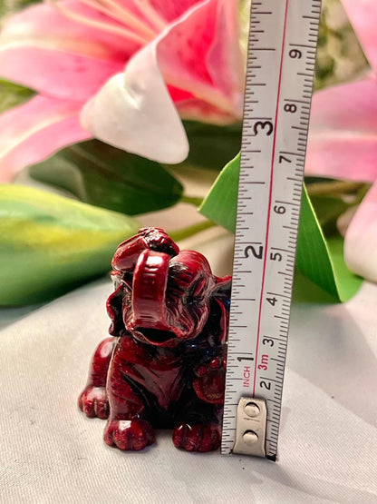 Vintage Red Elephant Figurine, Approx. 2 in