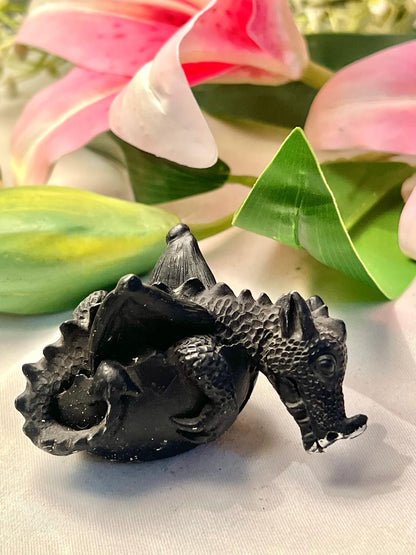 Vintage Black Dragon Figurine, Approx. 3 in