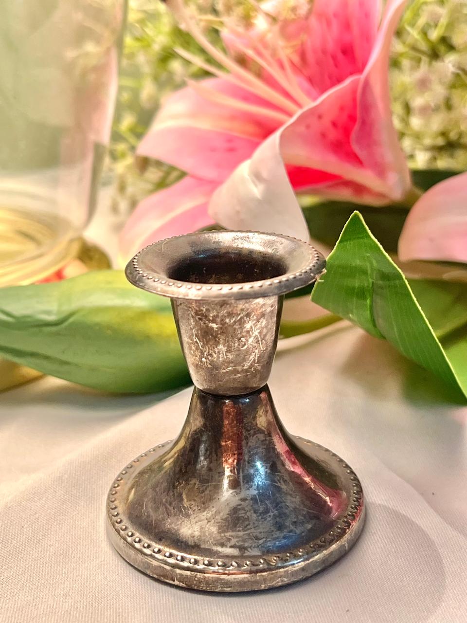 Vintage Queen Anne Candle Holder, Approx. 3 in