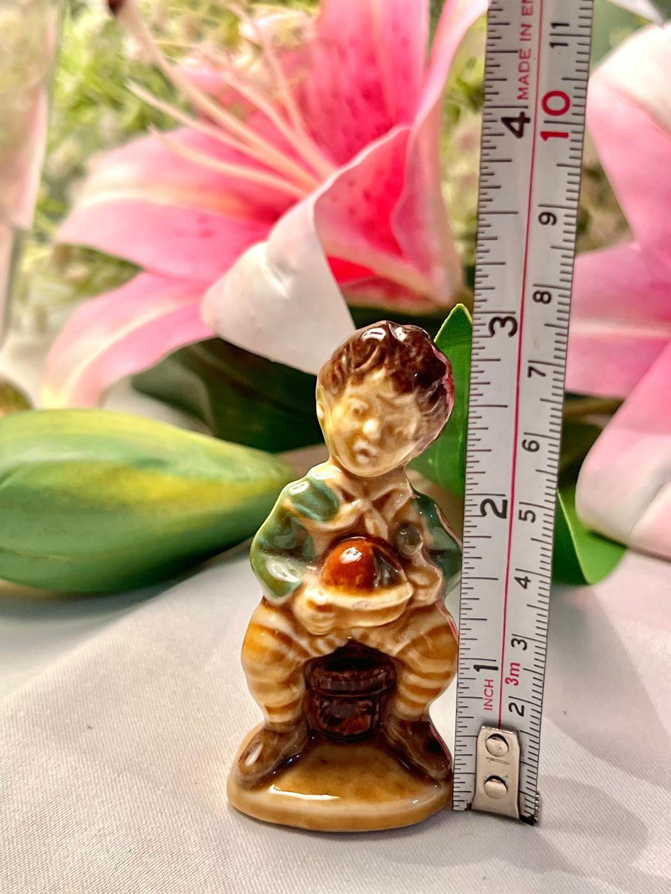 Vintage Boy Figurine with Bowl, Approx. 3 in