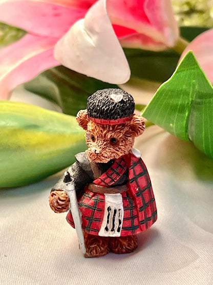 Vintage Scottish Teddy Bear Figurine, Approx. 2.5 in