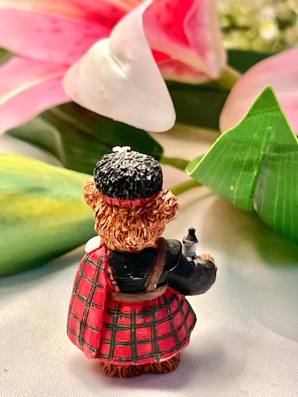 Vintage Scottish Teddy Bear Figurine, Approx. 2.5 in