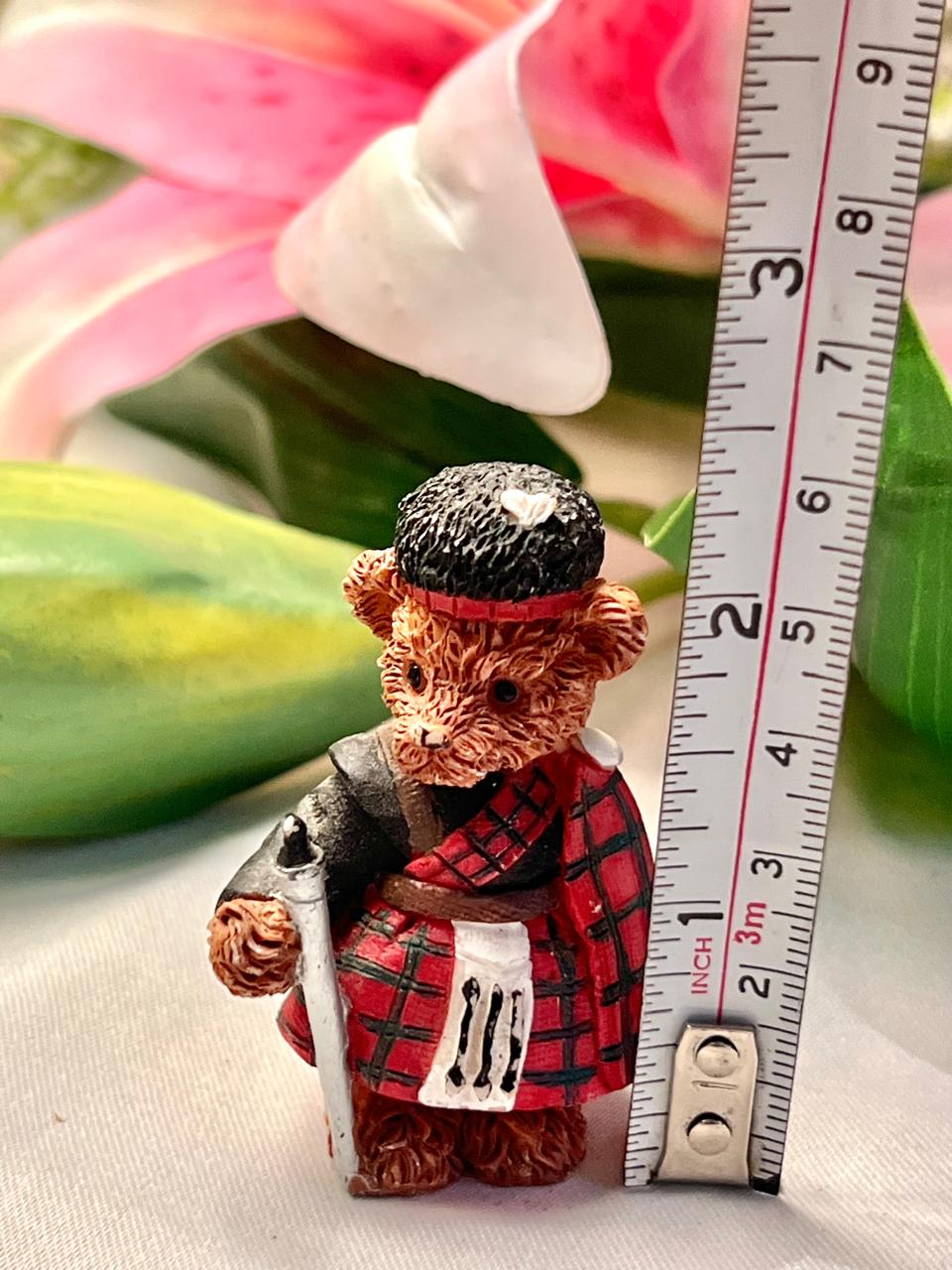 Vintage Scottish Teddy Bear Figurine, Approx. 2.5 in