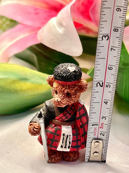 Vintage Scottish Teddy Bear Figurine, Approx. 2.5 in