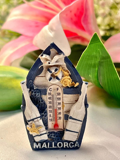 Vintage Mallorca Souvenir Thermometer Plaque, Approx. 3.5 in