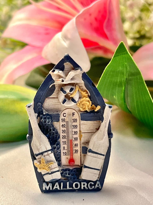 Vintage Mallorca Souvenir Thermometer Plaque, Approx. 3.5 in