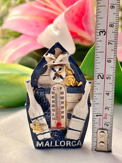Vintage Mallorca Souvenir Thermometer Plaque, Approx. 3.5 in