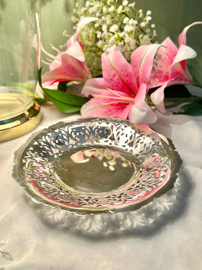 Silver-Tone Pierced Serving Dish 1 Pc 7 in