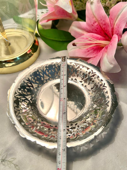 Silver-Tone Pierced Serving Dish 1 Pc 7 in
