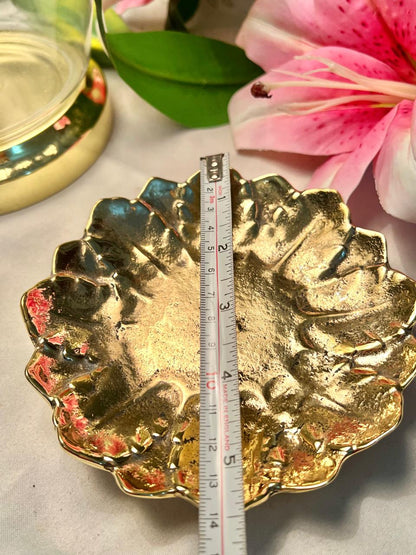 Brass Leaf-Edge Decorative Dish 5 in