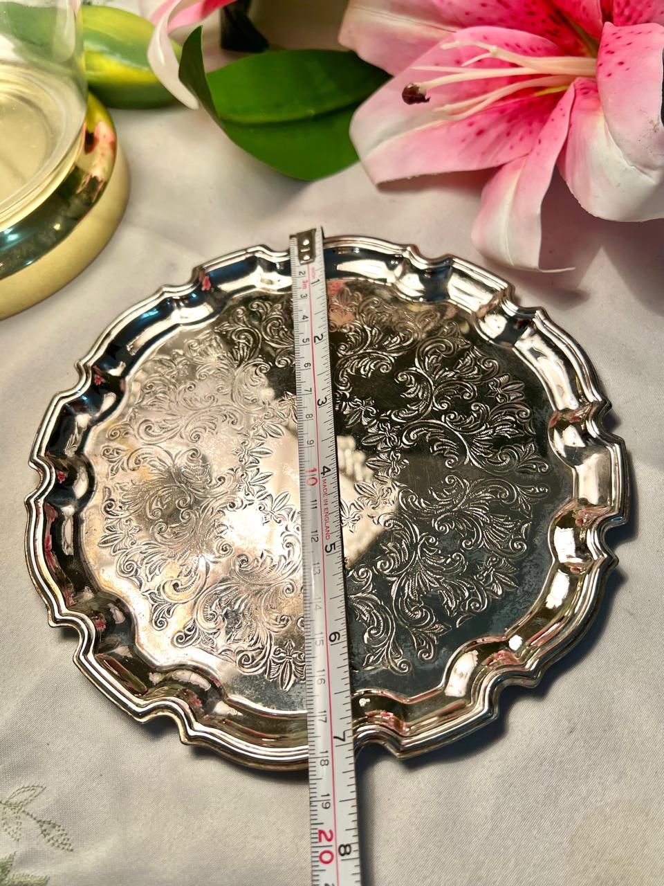 Queen Anne Silver Embossed Serving Tray 1 Pc 8 in