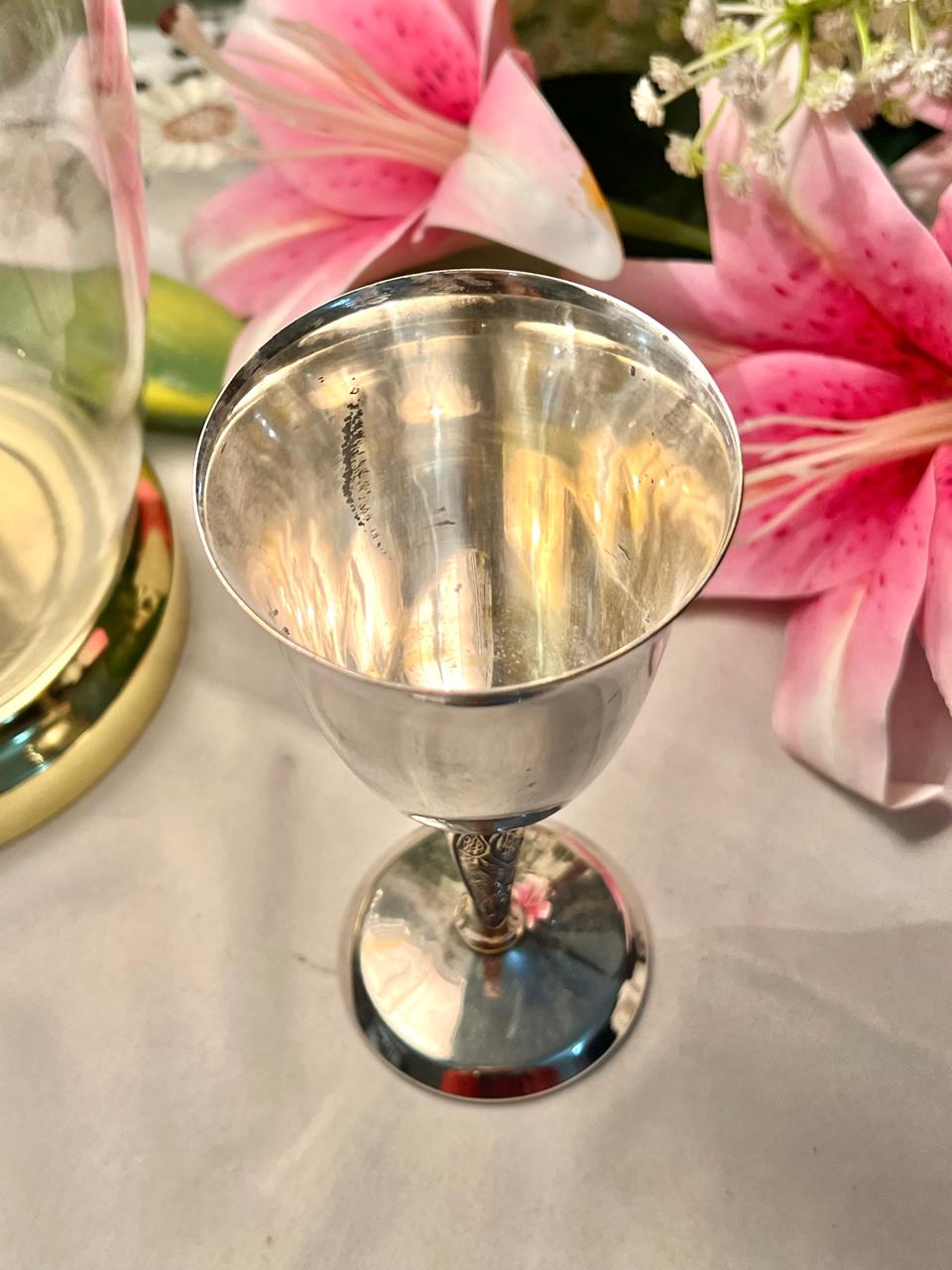 Vintage Queen Anne Metal Goblet, Approx. 6 in