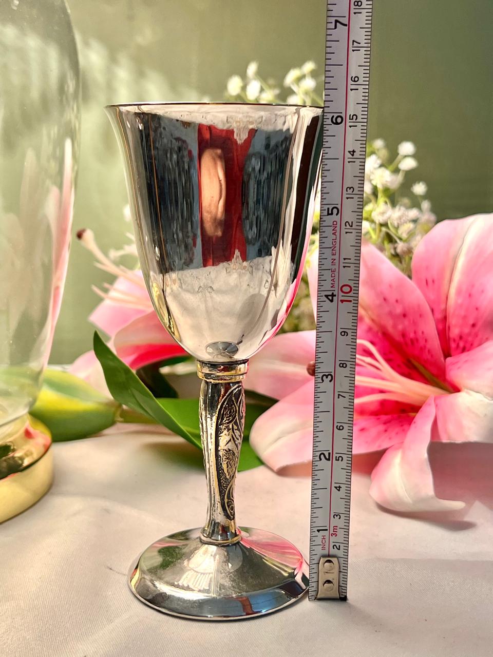Vintage Queen Anne Metal Goblet, Approx. 6 in