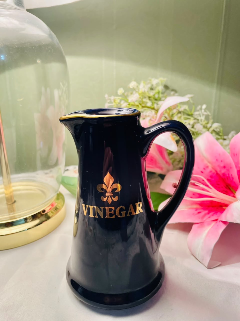 Vintage Navy Blue Ceramic Jug Made in England 14.5 cm