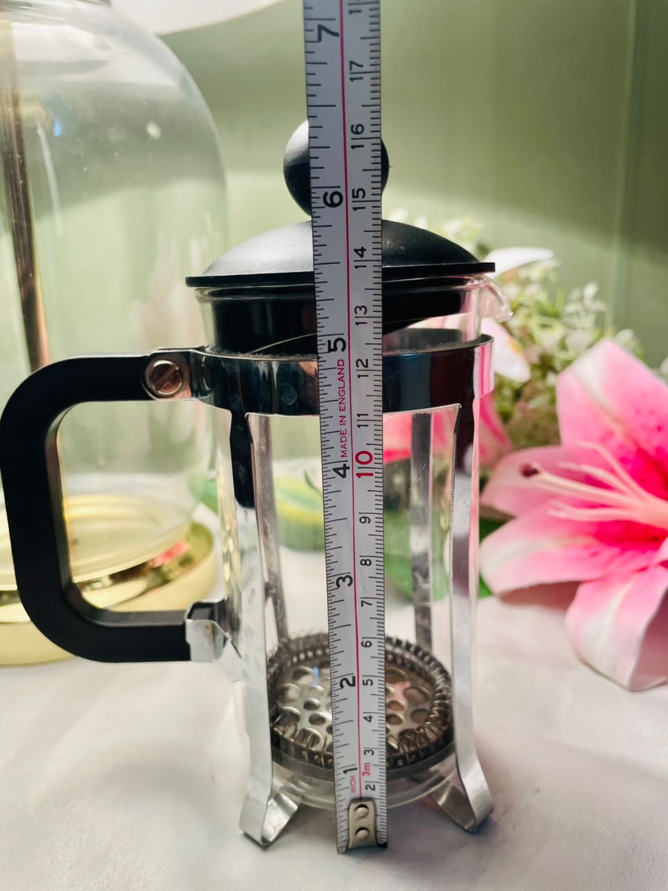 Vintage Crystal French Press Coffee Maker, Approx. 6.5 in
