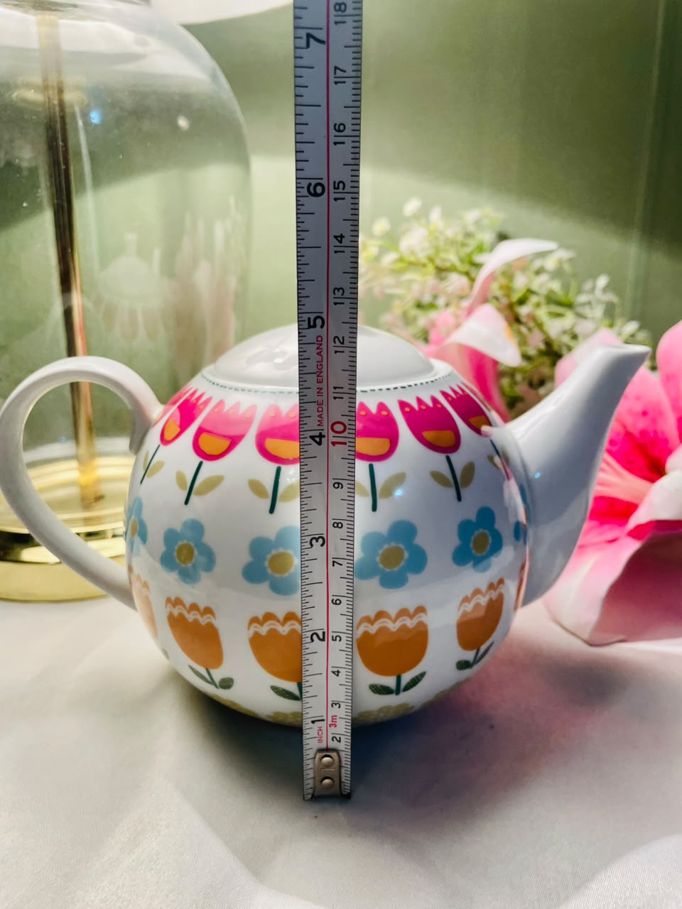 KitchenCraft Porcelain Floral Teapot, Multicolour