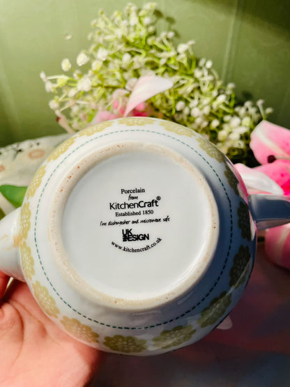 KitchenCraft Porcelain Floral Teapot, Multicolour