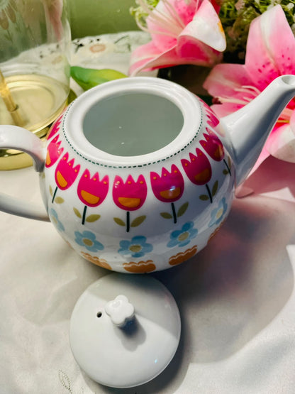 KitchenCraft Porcelain Floral Teapot, Multicolour