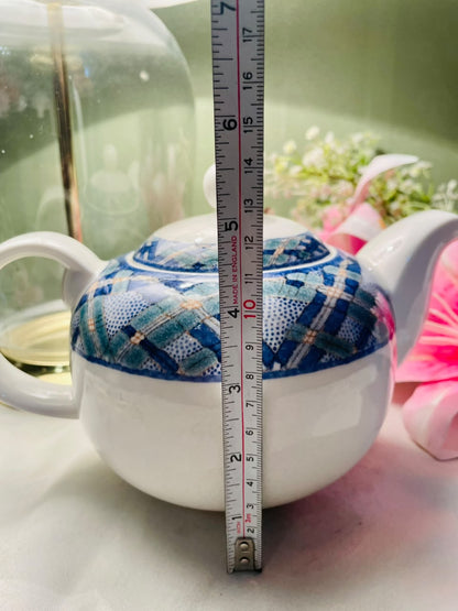 Royal Doulton Glen Ora Blue Plaid Oven-Safe Teapot, 5 in