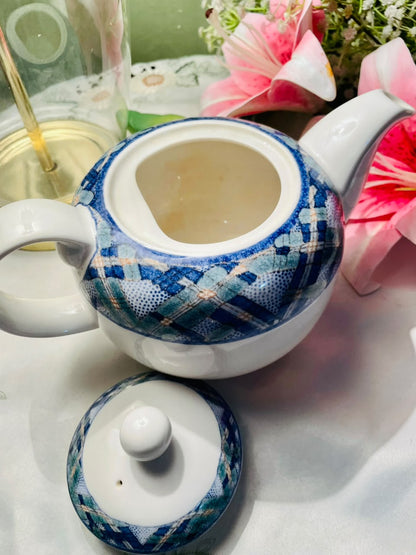 Royal Doulton Glen Ora Blue Plaid Oven-Safe Teapot, 5 in