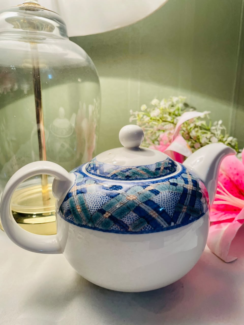 Royal Doulton Glen Ora Blue Plaid Oven-Safe Teapot, 5 in